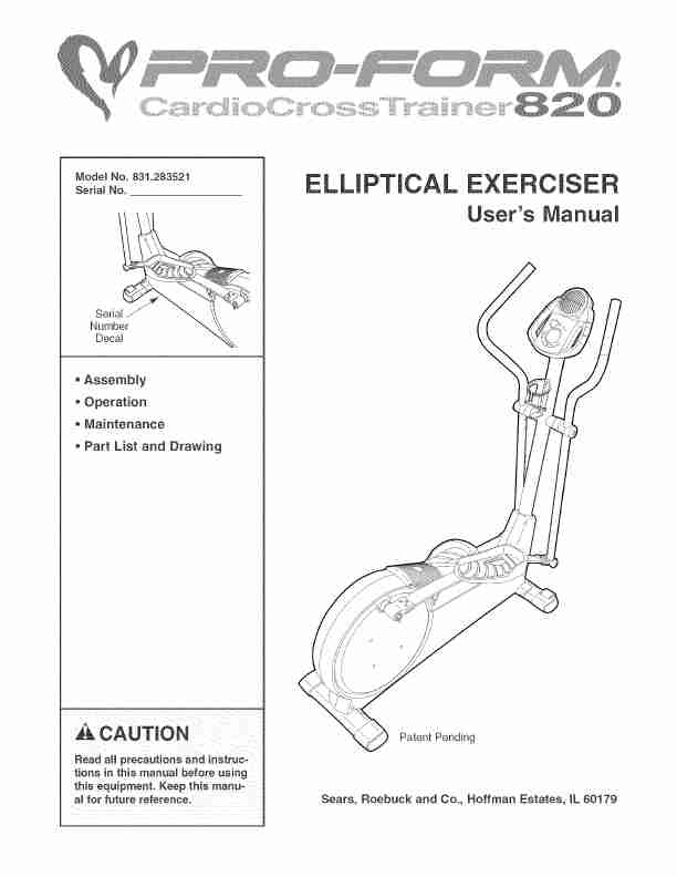 Sears Elliptical Trainer 831_283521-page_pdf